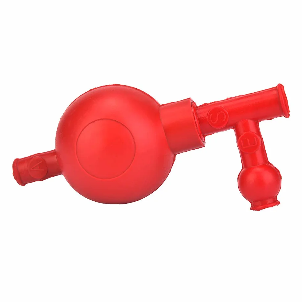 Tyenaza Pipettatore in Gomma, Pipetta di Aspirazione per Laboratorio Riempitrice con Pipetta Quantitativa per Pressione Sicura con 3 Valvole (Rosso)
