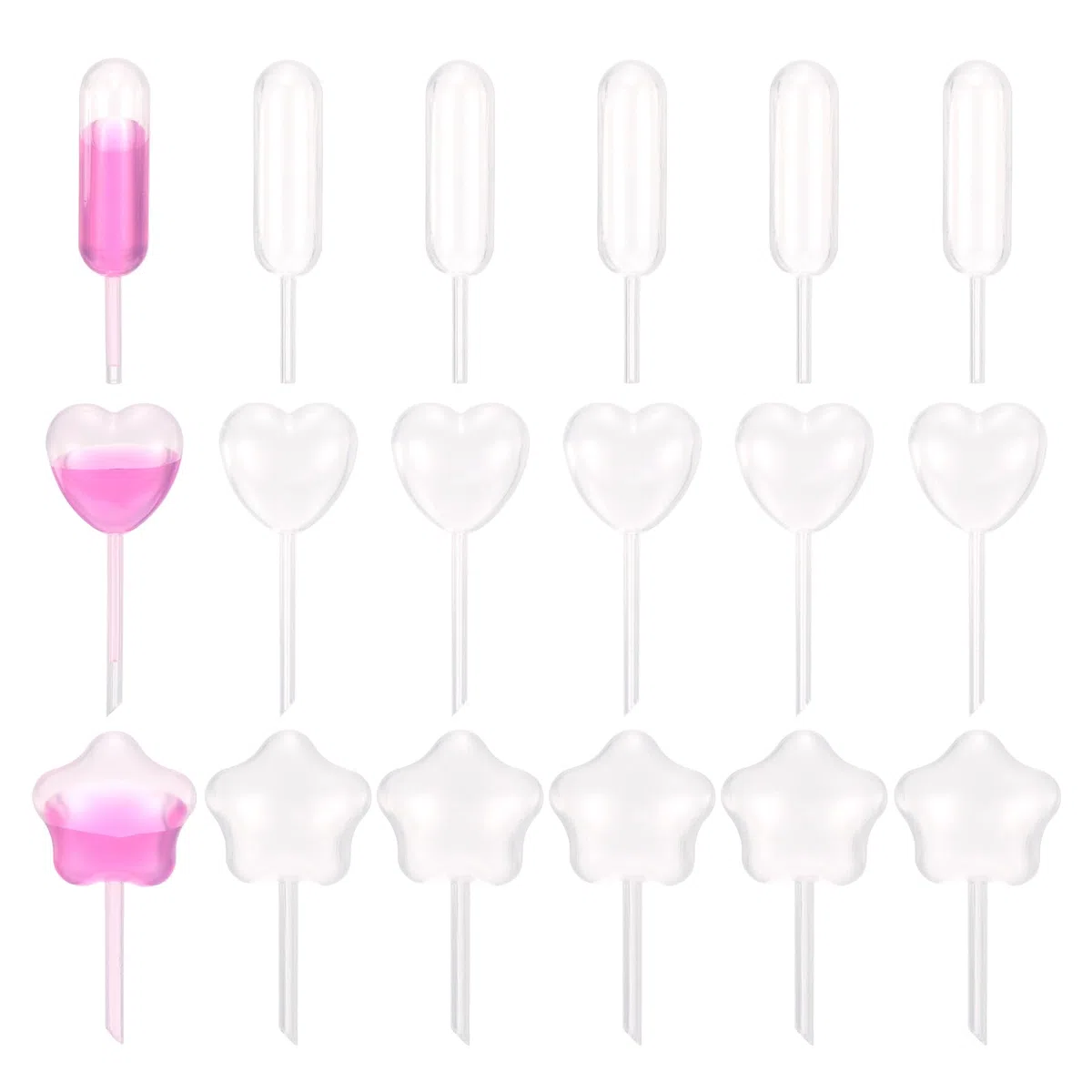 PATIKIL Pipette Per Cupcake 200 Pz 4ml Pipette Di Plastica Monouso Per Dessert Pipette Alla Fragola Pipette Da Spremitura Per Trasferimento Contagocce, Trasparente, Contagocce/Stella/Cuore
