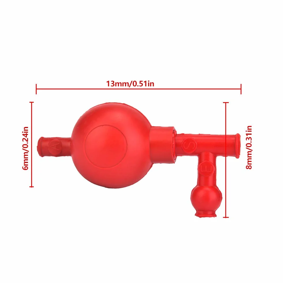 Tyenaza Pipettatore in Gomma, Pipetta di Aspirazione per Laboratorio Riempitrice con Pipetta Quantitativa per Pressione Sicura con 3 Valvole (Rosso)