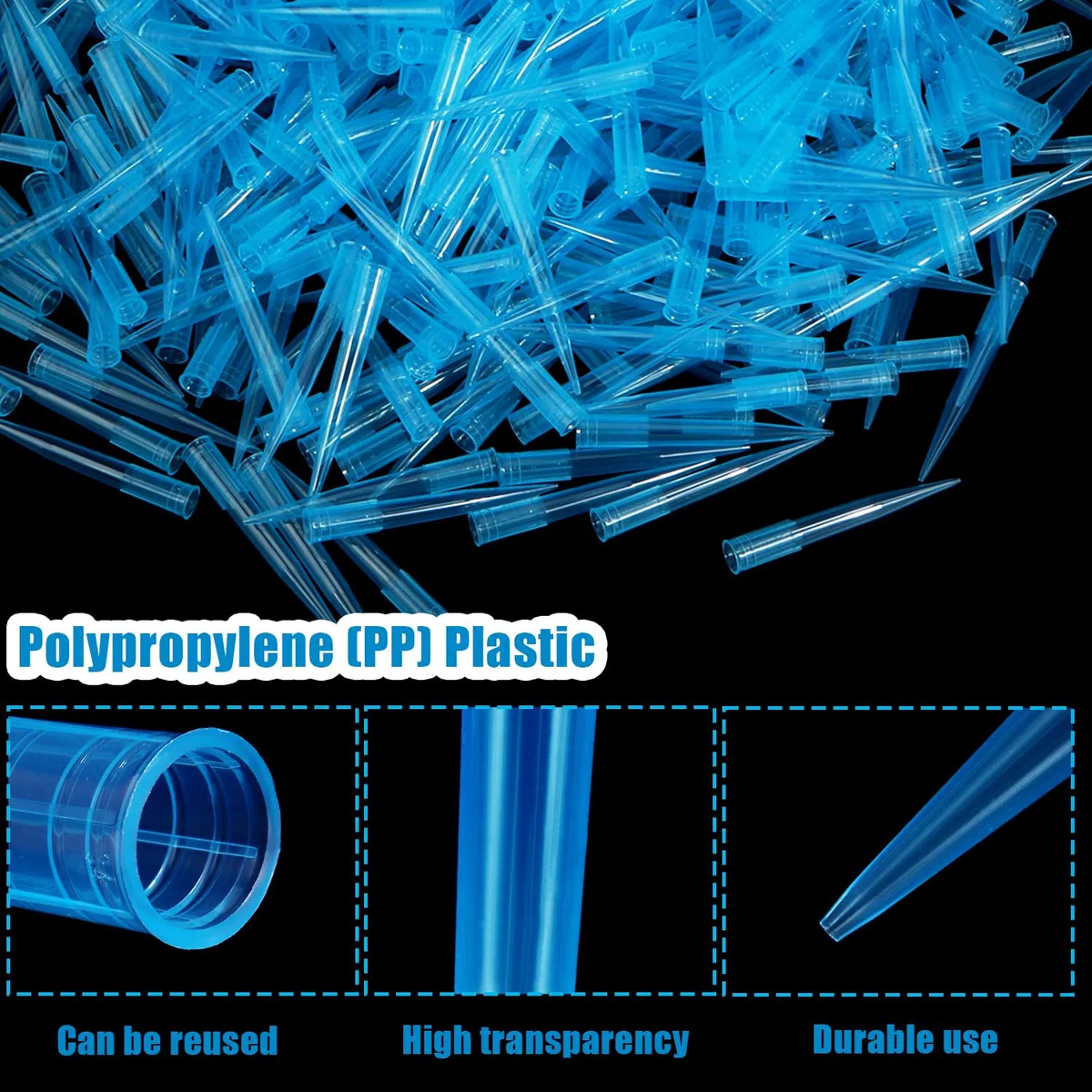 500 Pcs Puntali Universali per Pipette 1000 UL/1ml Pipettor Tips Polipropilene Chiaro Blu Laboratorio Puntali in Plastica per Liquidi