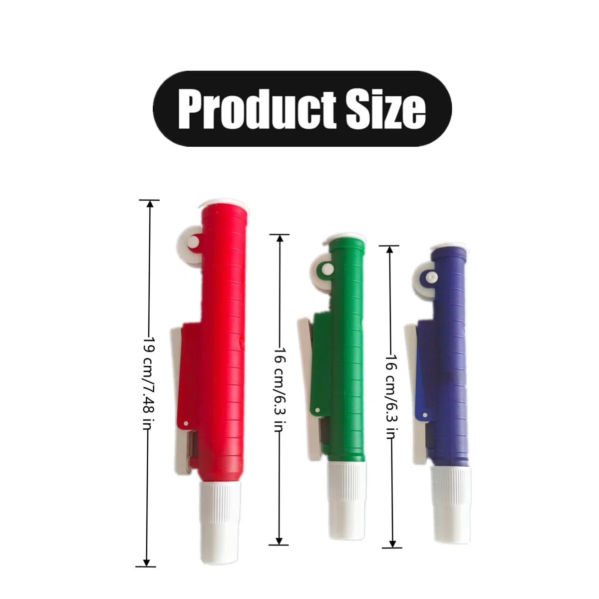 3 pipette professionali in plastica, per ricerche di laboratorio (2 ml, blu, 10 ml, verde, 25 ml rosso)