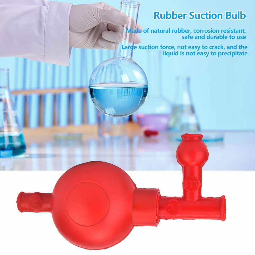 Tyenaza Pipettatore in Gomma, Pipetta di Aspirazione per Laboratorio Riempitrice con Pipetta Quantitativa per Pressione Sicura con 3 Valvole (Rosso)
