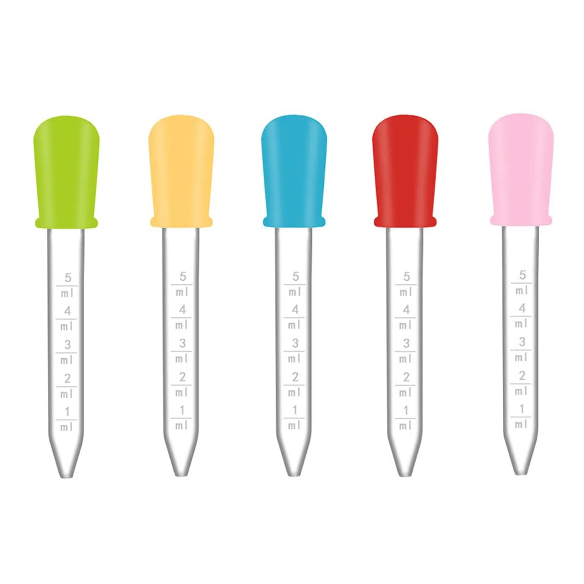 5 Pcs Pipetta Contagocce, Pipette Contagocce Plastica, 5 ml Pipetta Dropper in Silicone, con Punta Della Lampadina Pipette Graduate