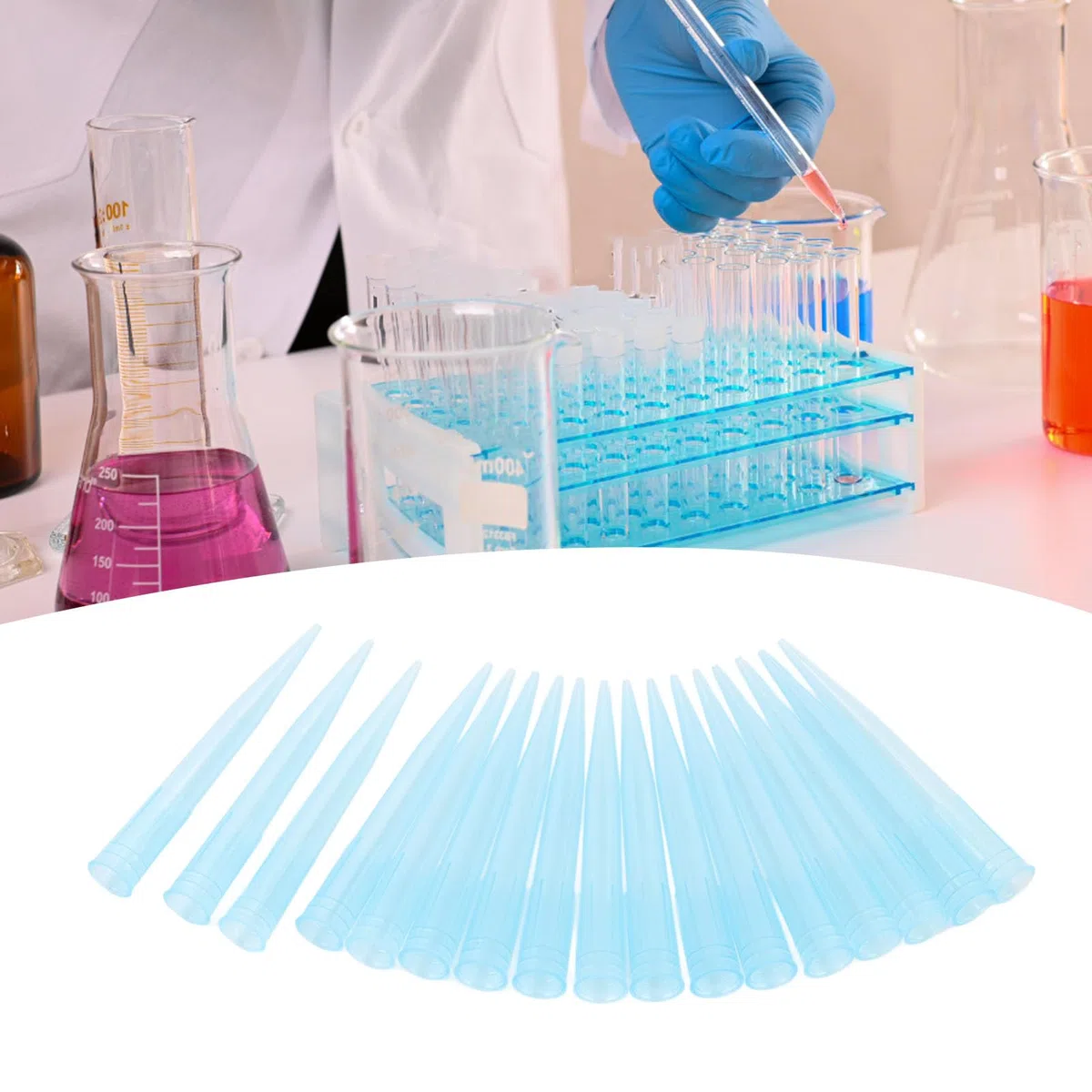 Pratici Puntali per Pipette in Plastica da 1000ul Autoclavabili per Pipette per Liquidi da Laboratorio - Adatti per Analisi di Laboratorio Scolastiche, Ricerca Sulle Piante - 500 Pezzi