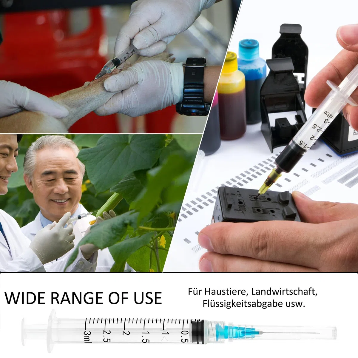 3 ML, strumenti di misurazione industriale, forniture di laboratorio in plastica, strumenti per dosaggio e trasferimento dei liquidi, con accessori per la testa, confezionati singolarmente
