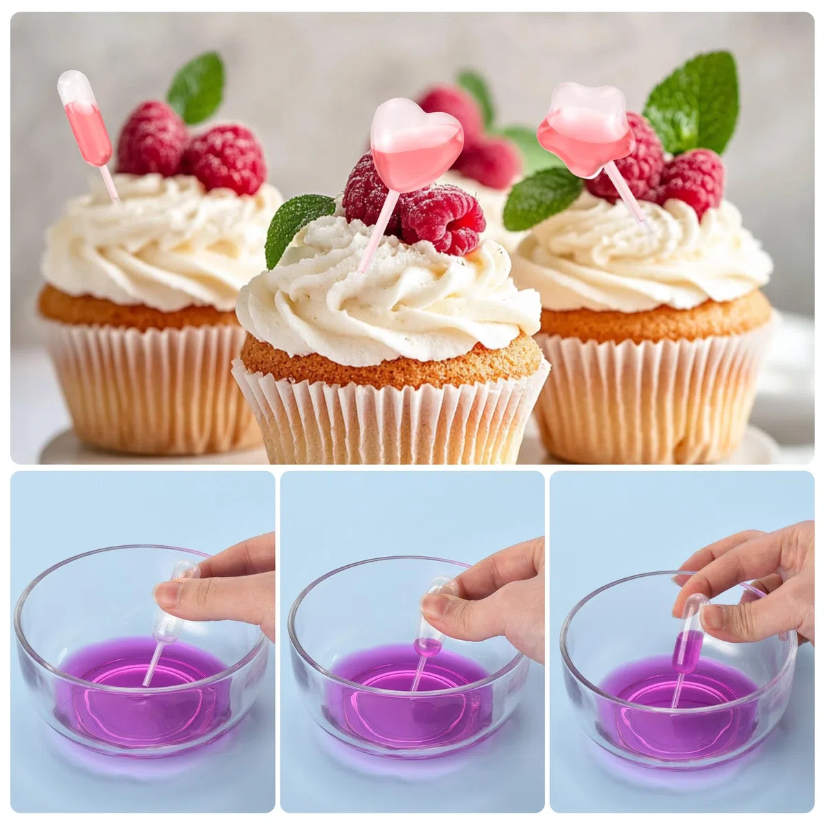 PATIKIL Pipette Per Cupcake 200 Pz 4ml Pipette Di Plastica Monouso Per Dessert Pipette Alla Fragola Pipette Da Spremitura Per Trasferimento Contagocce, Trasparente, Contagocce/Stella/Cuore