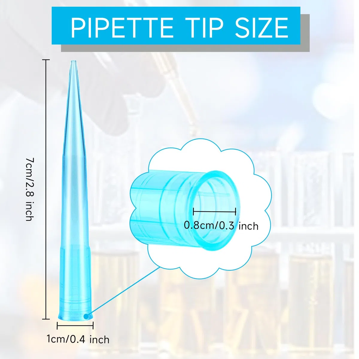500 Pcs Puntali Universali per Pipette 1000 UL/1ml Pipettor Tips Polipropilene Chiaro Blu Laboratorio Puntali in Plastica per Liquidi