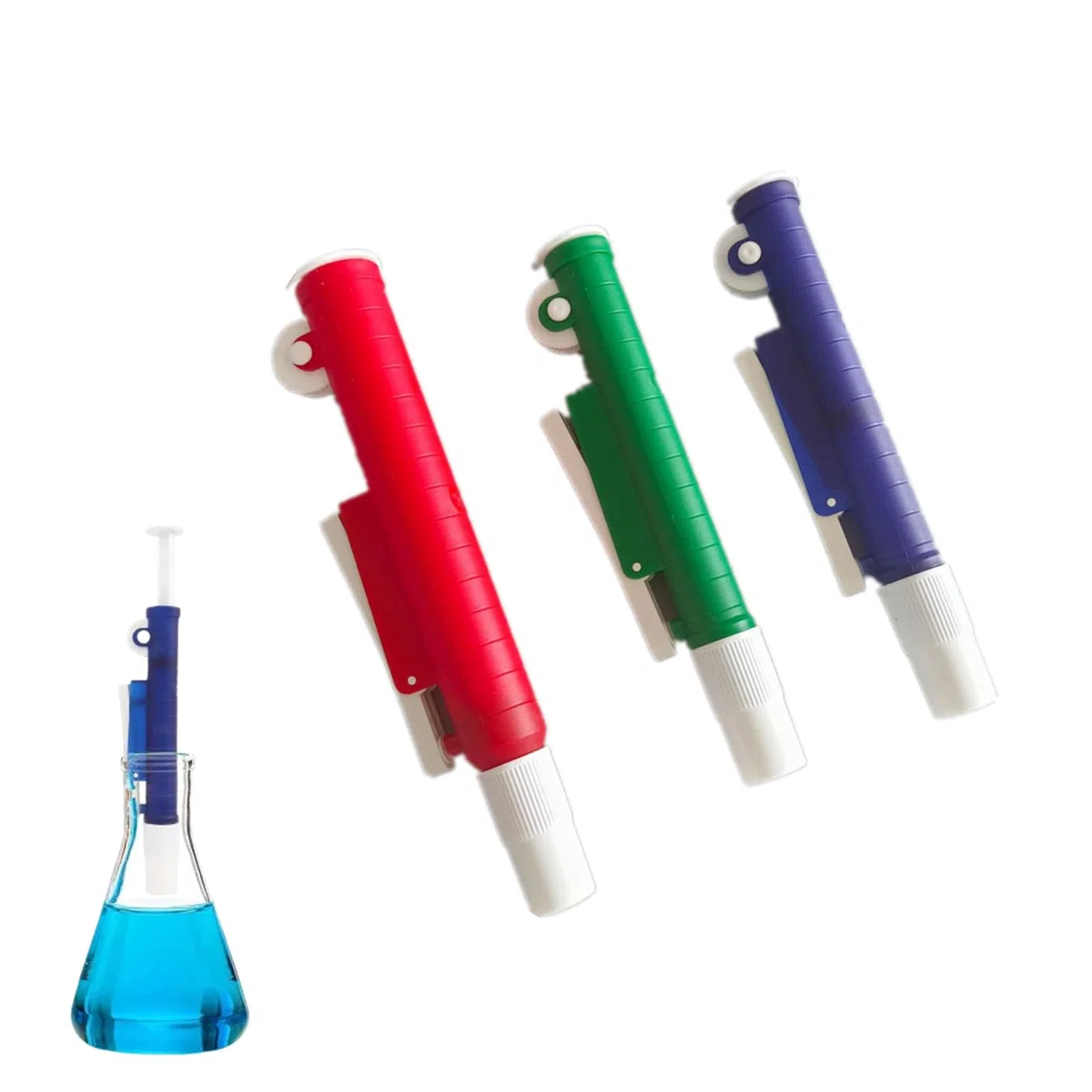 3 pipette professionali in plastica, per ricerche di laboratorio (2 ml, blu, 10 ml, verde, 25 ml rosso)