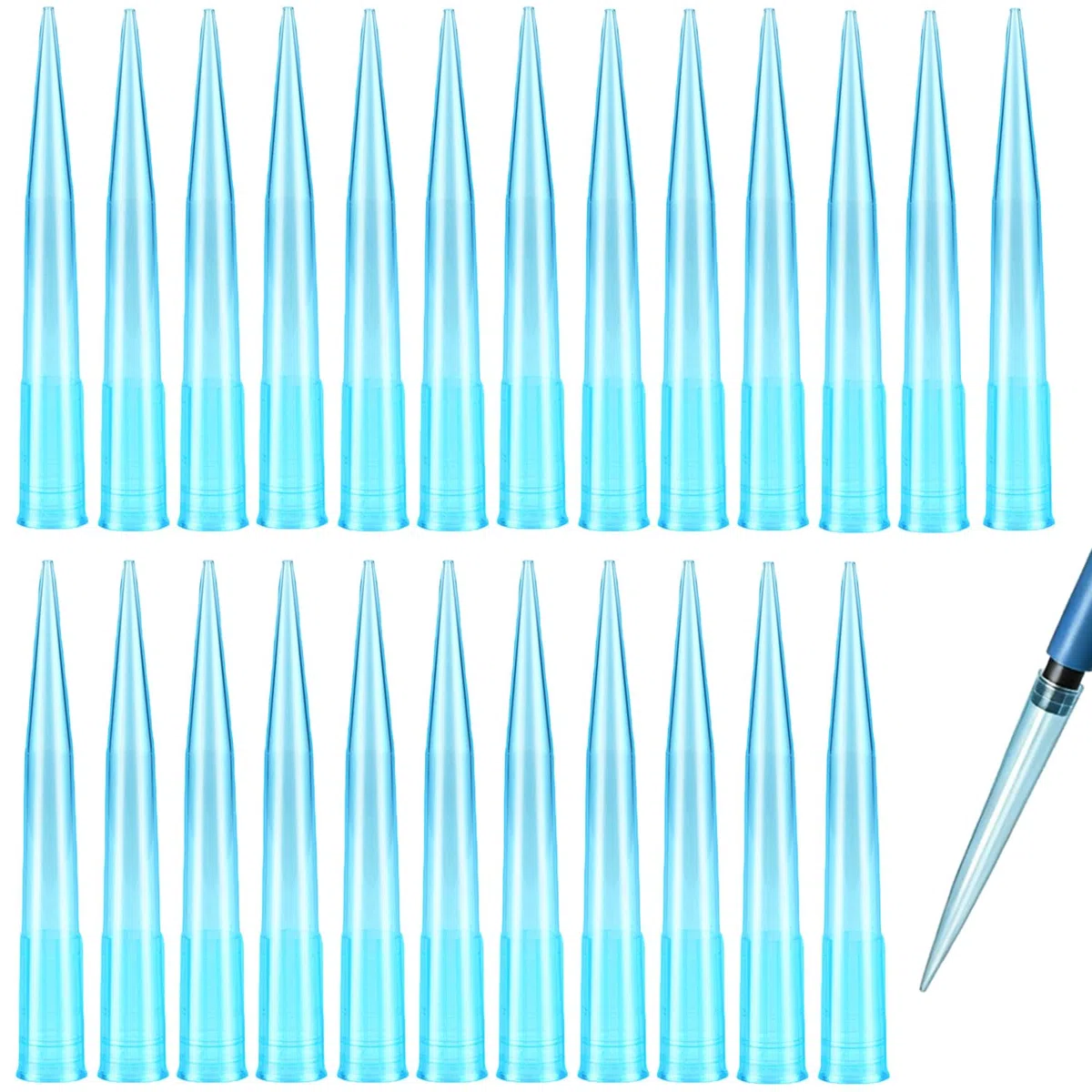 500 Pcs Puntali Universali per Pipette 1000 UL/1ml Pipettor Tips Polipropilene Chiaro Blu Laboratorio Puntali in Plastica per Liquidi