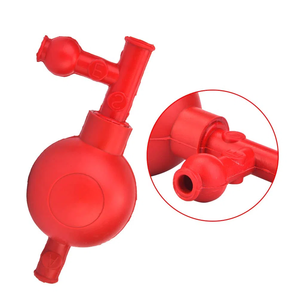 Tyenaza Pipettatore in Gomma, Pipetta di Aspirazione per Laboratorio Riempitrice con Pipetta Quantitativa per Pressione Sicura con 3 Valvole (Rosso)