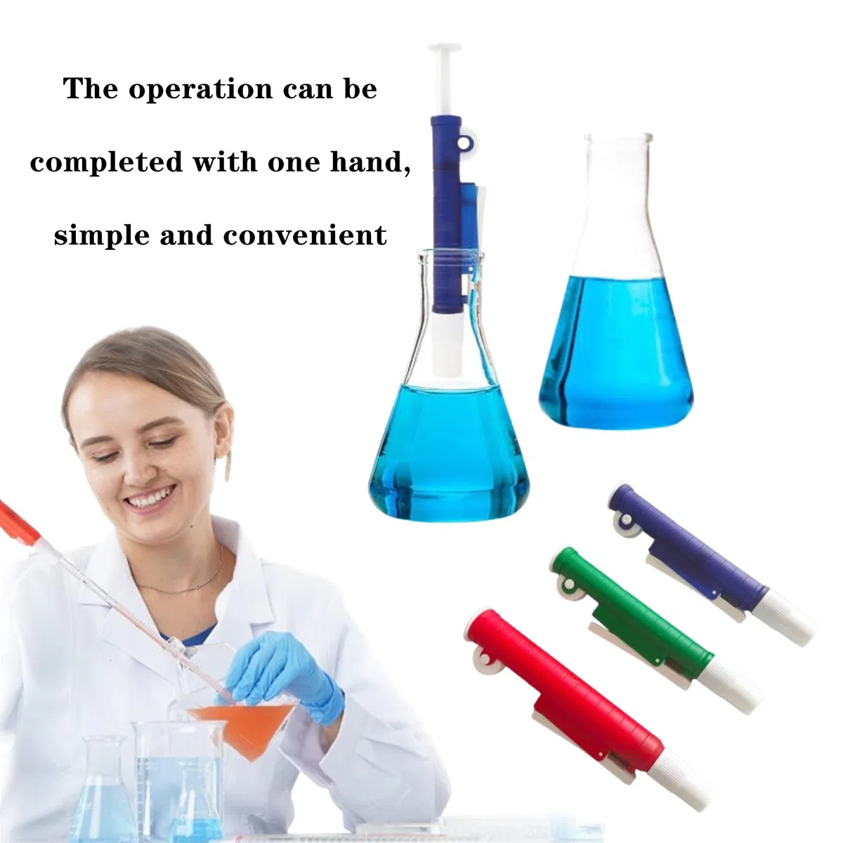 3 pipette professionali in plastica, per ricerche di laboratorio (2 ml, blu, 10 ml, verde, 25 ml rosso)